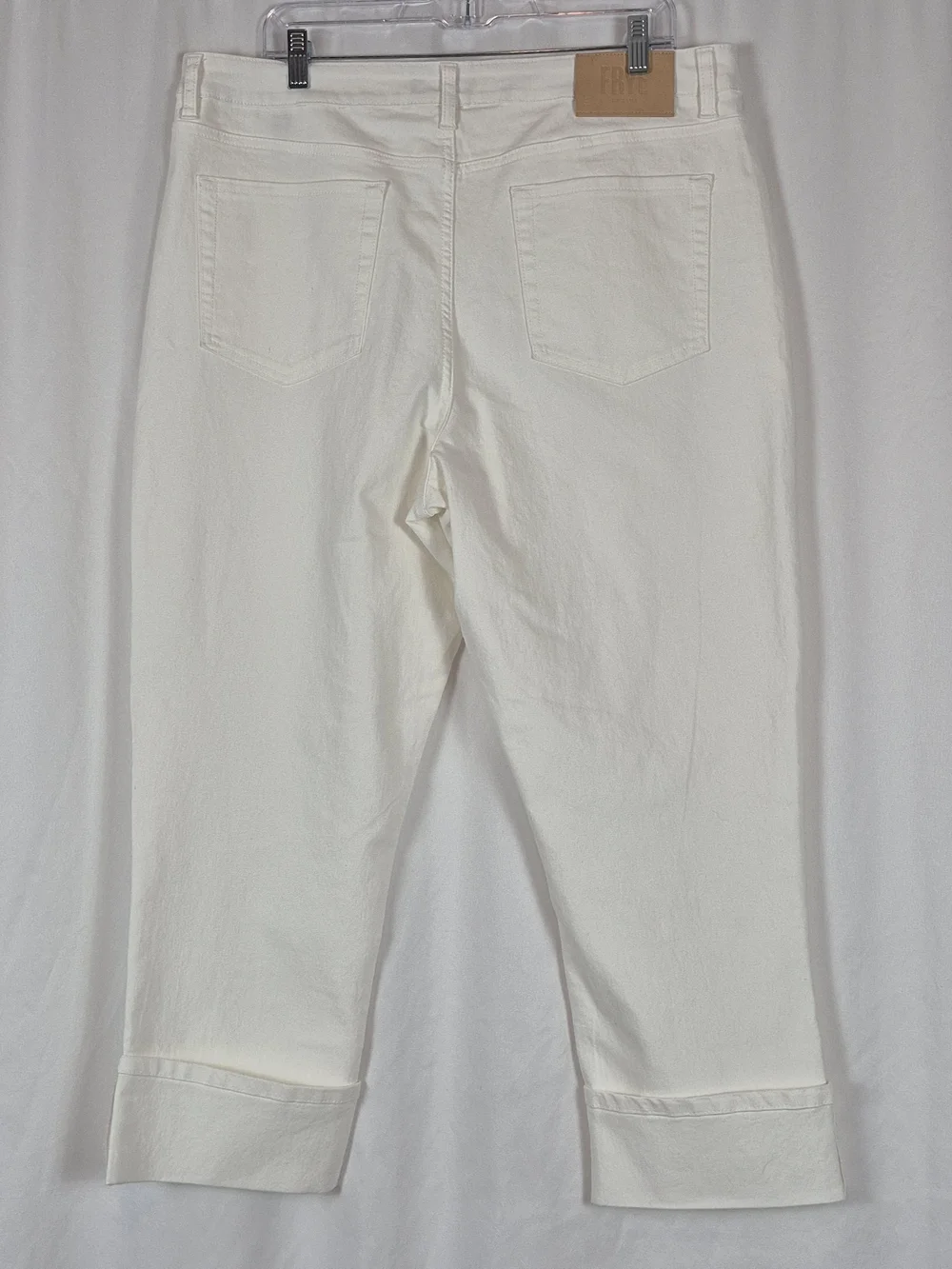 Frye Ivory White Denim High-Rise Cuffed Crop Plus Size Jeans - Size 14/32